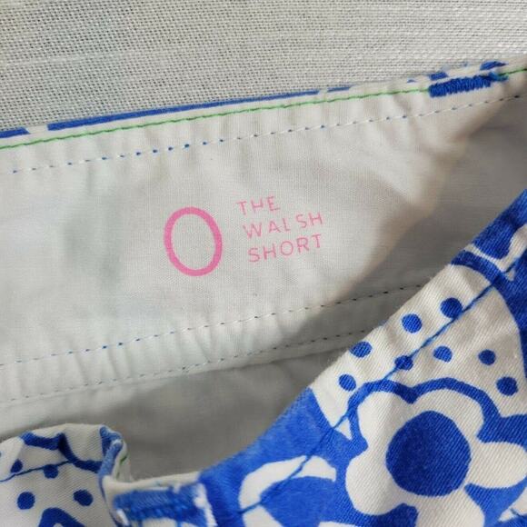 Lilly Pulitzer Fair Isle Shorts 0 Blue White Tropical Floral 2" Inseam Summer - Picture 6 of 6
